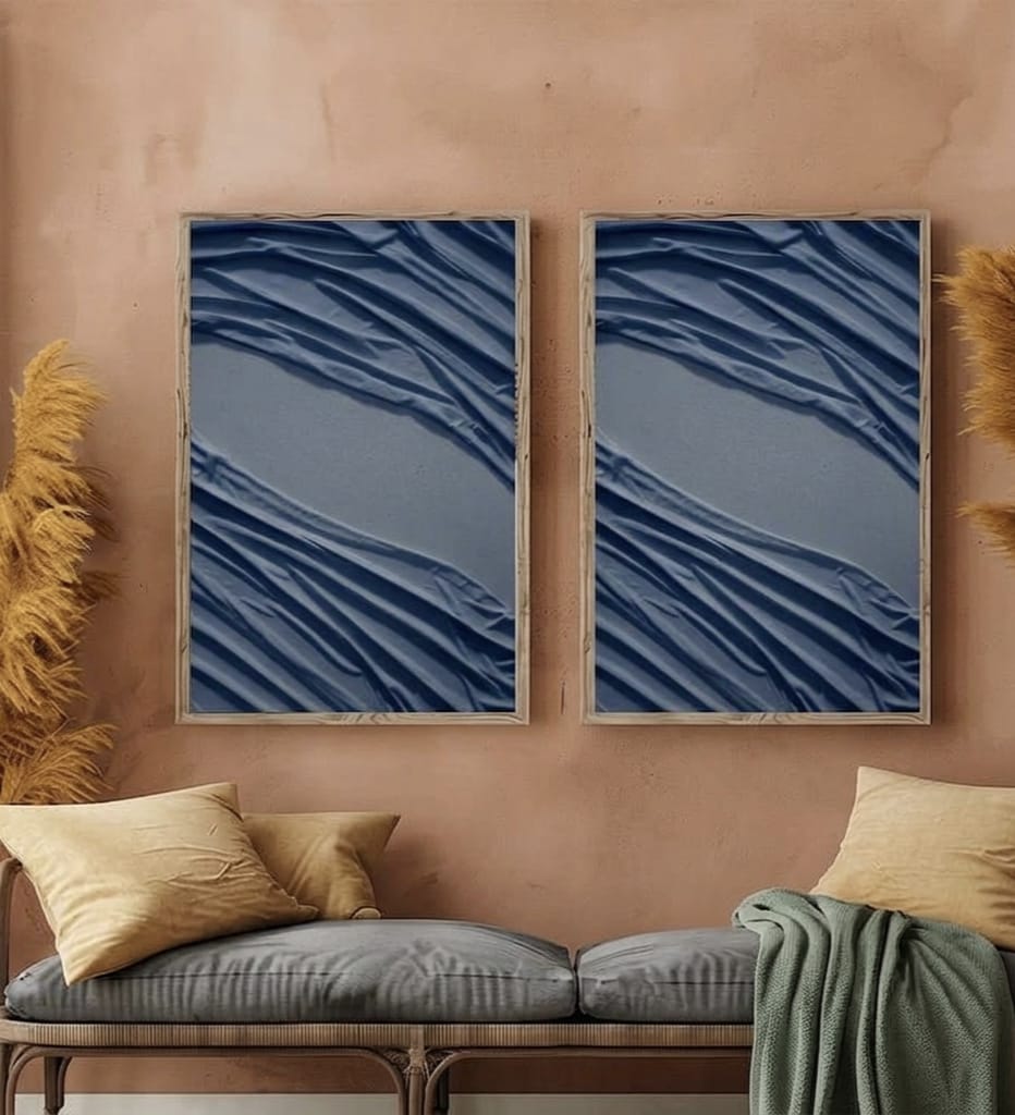 Abstract Draped Plaster Texture Canvas – Handmade Wall Art