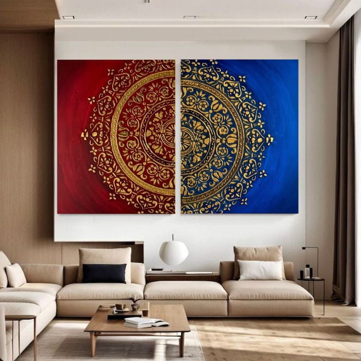 Islamic Mandala Gold Relief Canvas – Handmade Wall Art